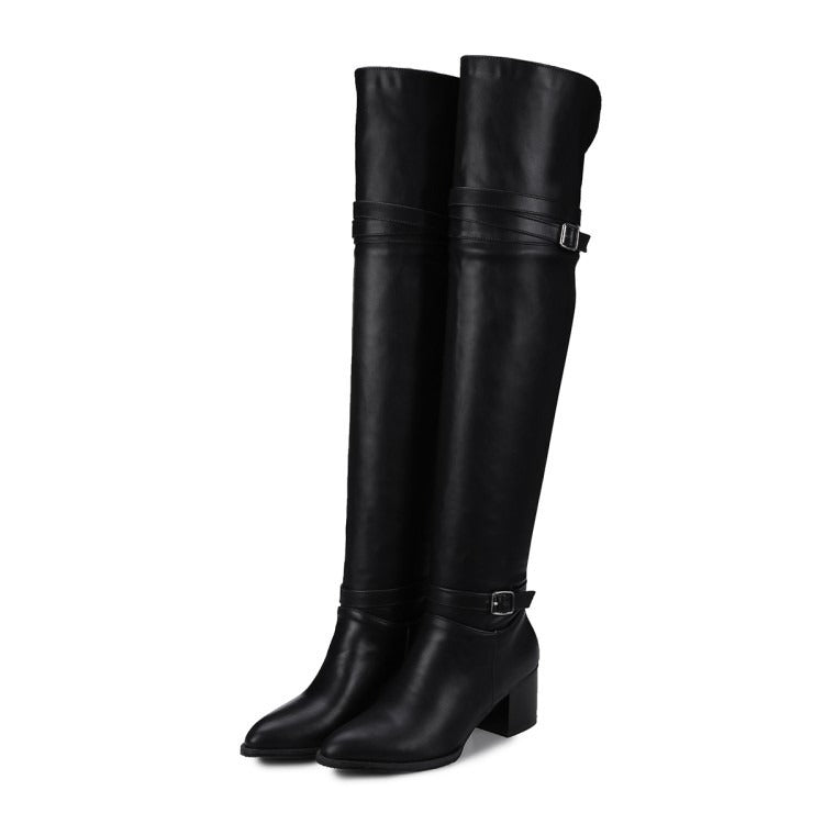Autumn Winter Black Plush Warm Thigh High Boots Women