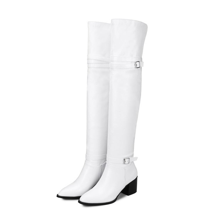 Autumn Winter Black Plush Warm Thigh High Boots Women