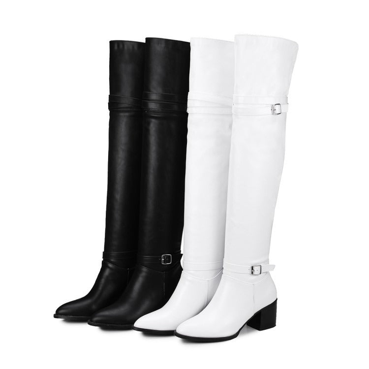 Autumn Winter Black Plush Warm Thigh High Boots Women