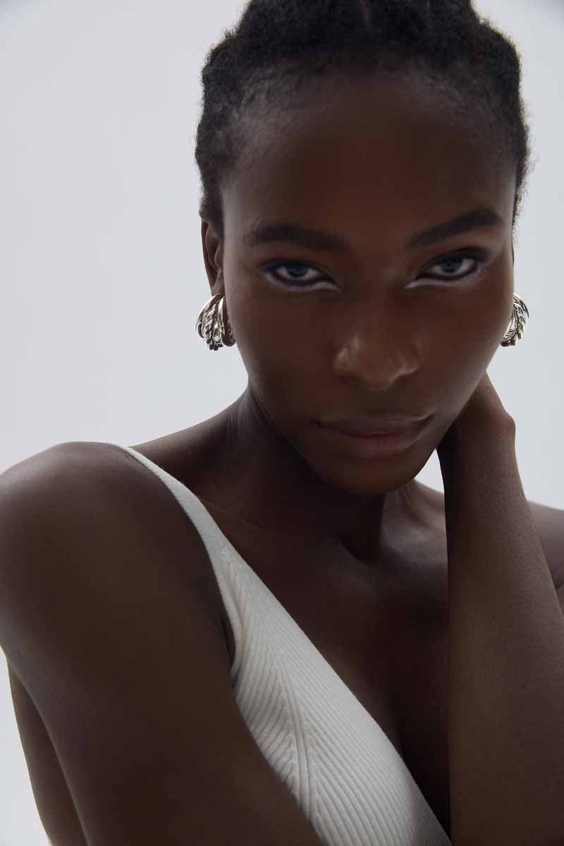 test Geometry Round Three Twisted Tube S999 Sterling Silver Huggie Hoop Earrings