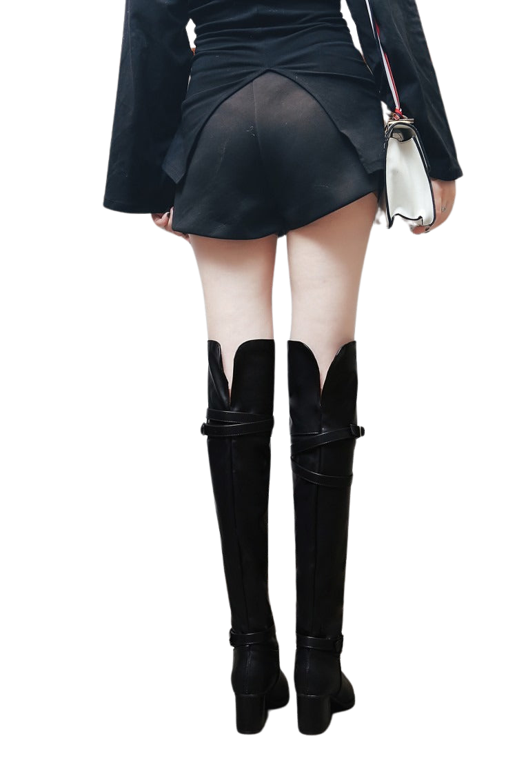Autumn Winter Black Plush Warm Thigh High Boots Women